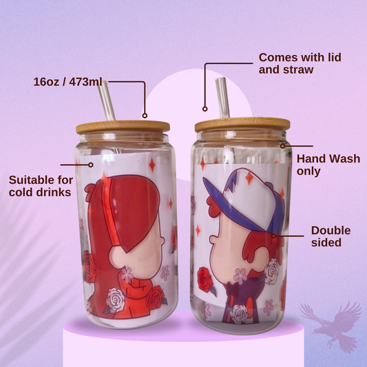 Gravity Falls inspired Mable and Dipper Libby Glass