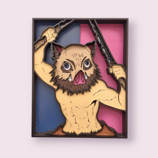 Demon Slayer inspired Inosuke 3D Layered Wall Art