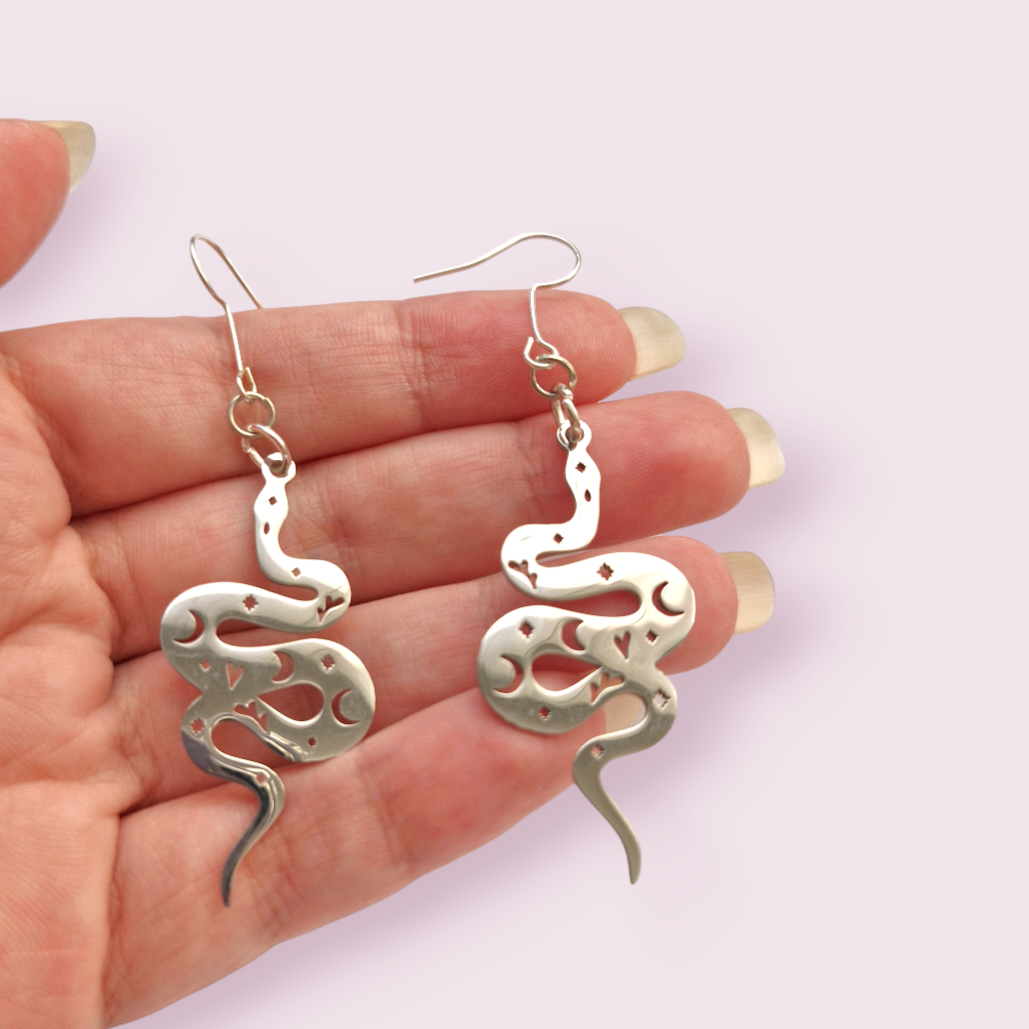 Snake Silver Colour Earrings