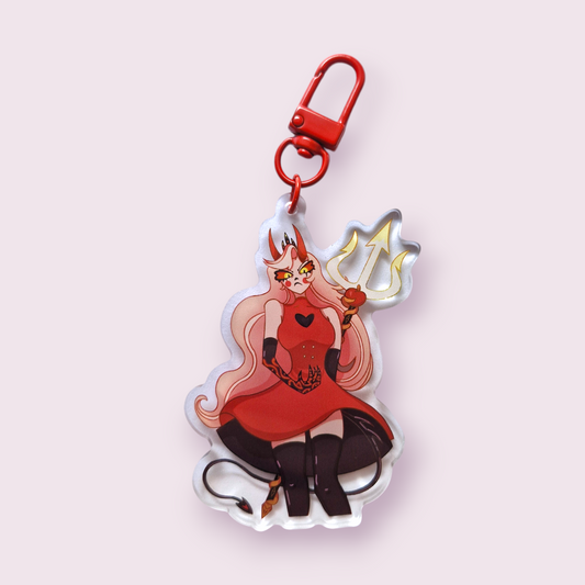 Hazbin Hotel inspired merch is finally here! This stunning double sided design was designed by the talented local artist, Debbie Senpai. This is the start of a whole new range of acrylic keyrings. The artwork came out beautifully and I'm so thrilled to be able to launch these for you all to enjoy. Size roughly 7.4x5cm