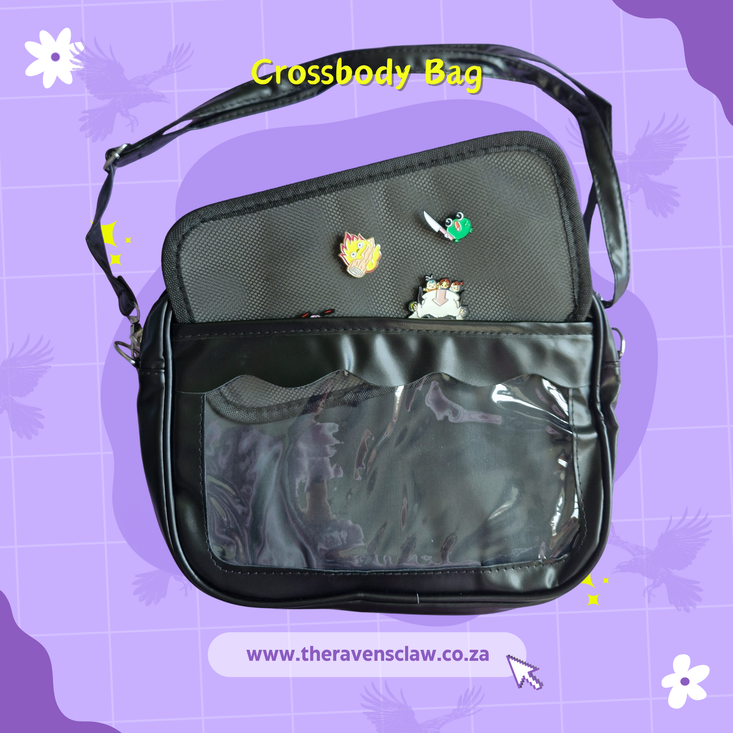 Black Pin Display Crossbody Ita Bag (new)