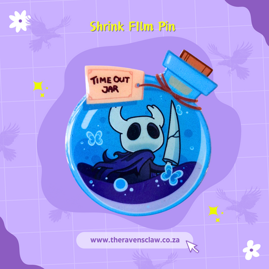 Hollow Knight Inspired Time Out Jar Shrink Film Pin