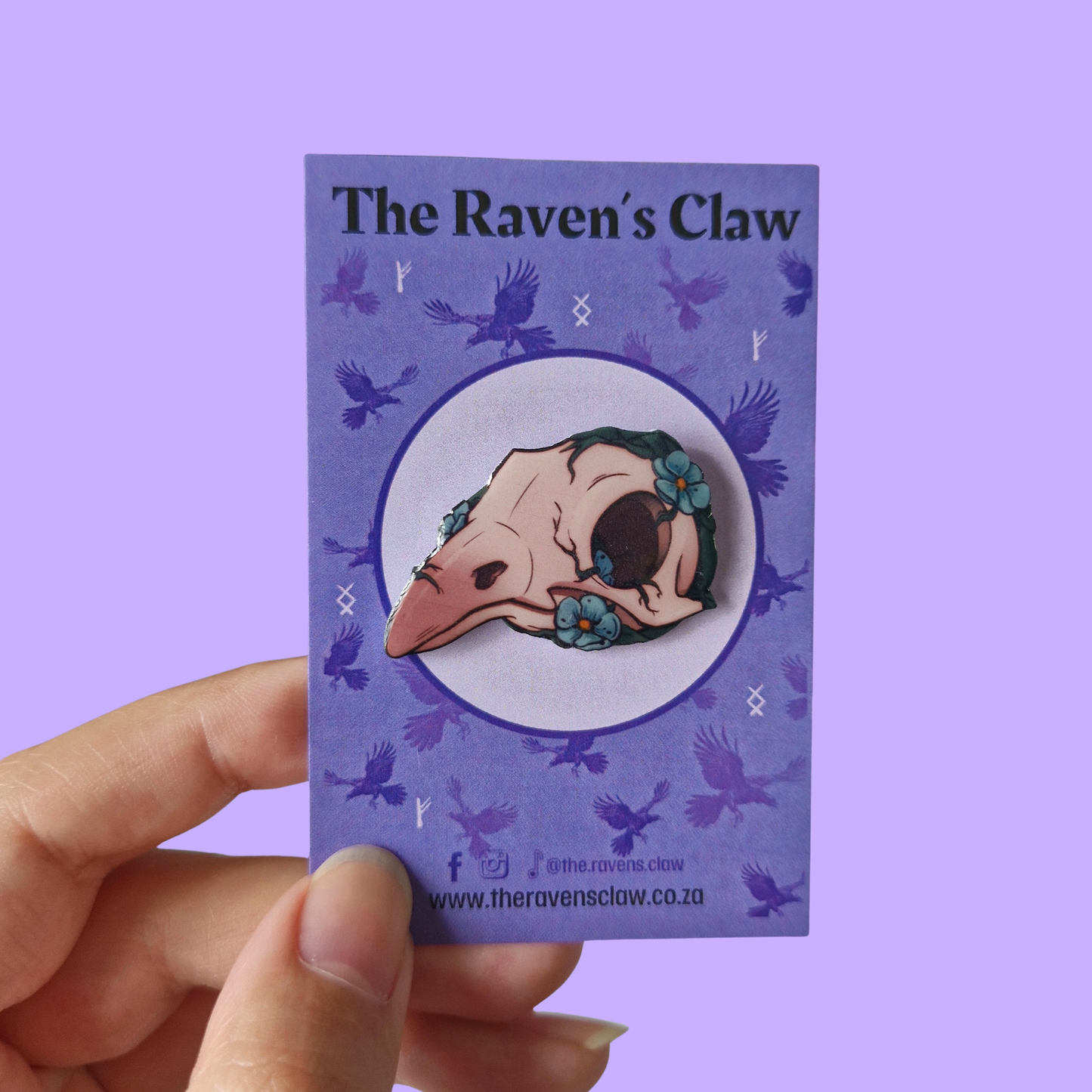 Raven Skull Shrink Film Pin