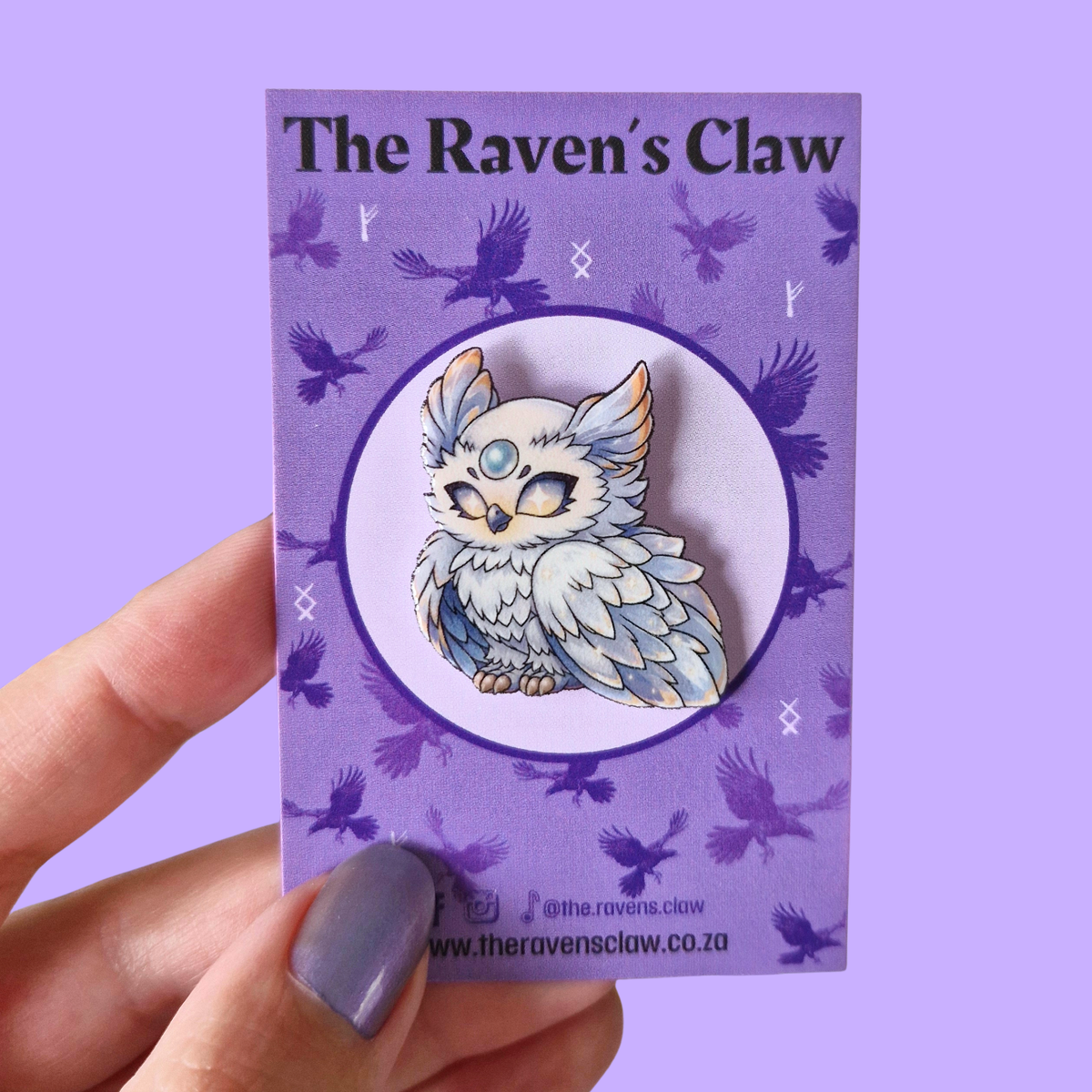 Cosmic Snowy Owl Shrink Film Pin