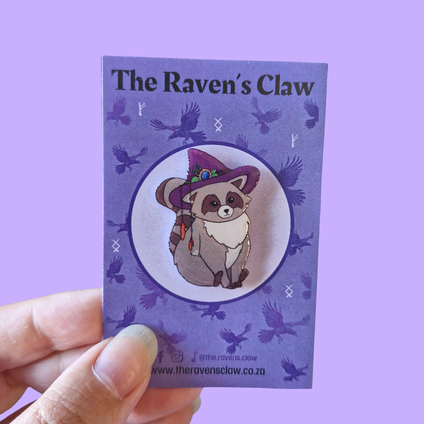 Witch's Familiar Raccoon Shrink Film Pin
