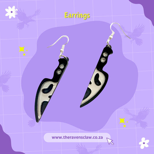 Scream Inspired Ghostface Knife Earrings