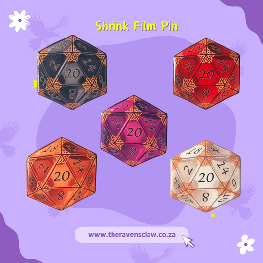 D20 Dice Shrink Film Pin