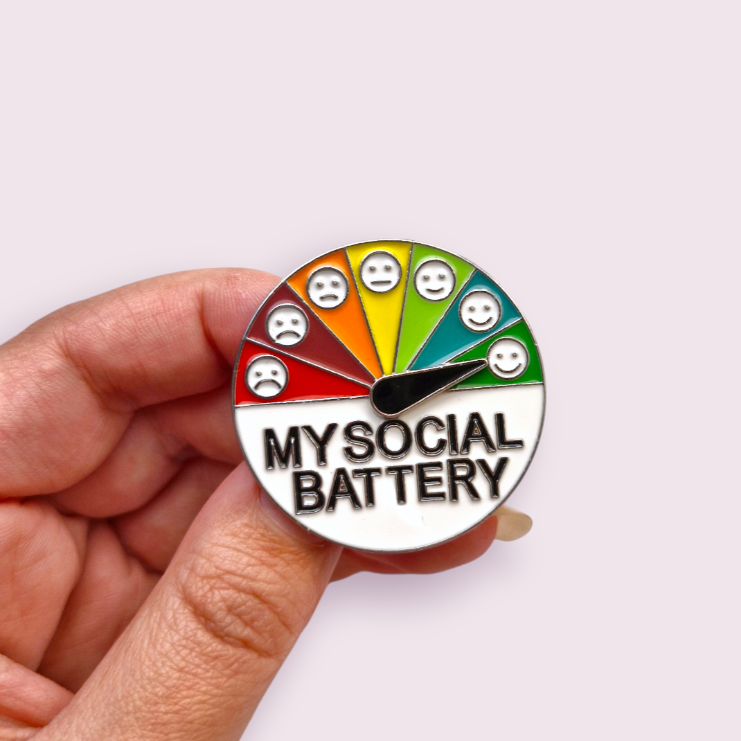 Social Battery Circle Pin