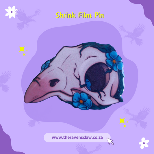 Raven Skull Shrink Film Pin