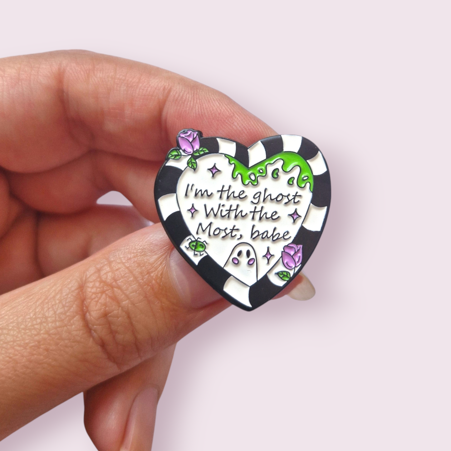 Beetlejuice inspired Heart Pin
