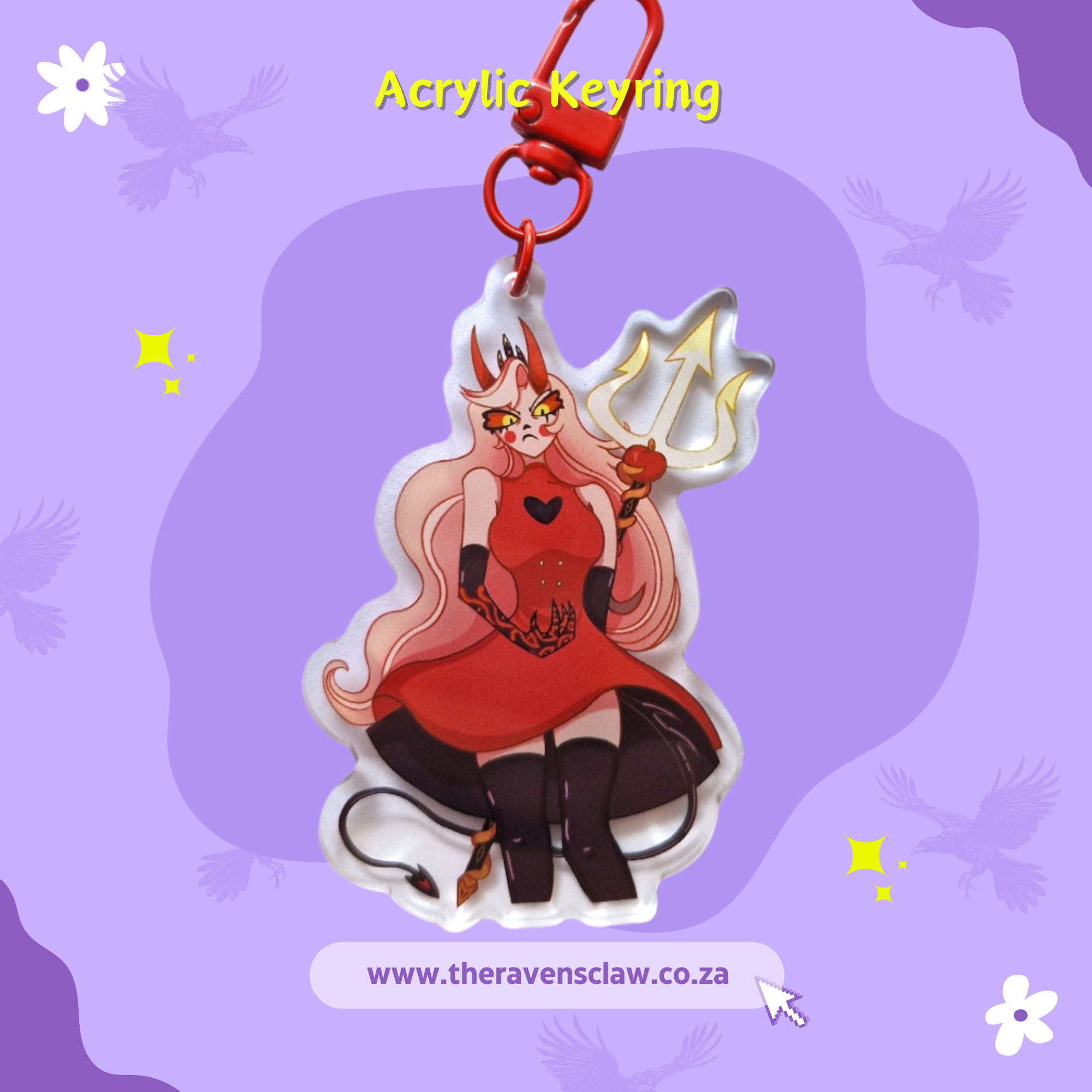 Hazbin Hotel Inspired Charlie Acrylic Keyring – The Raven's Claw