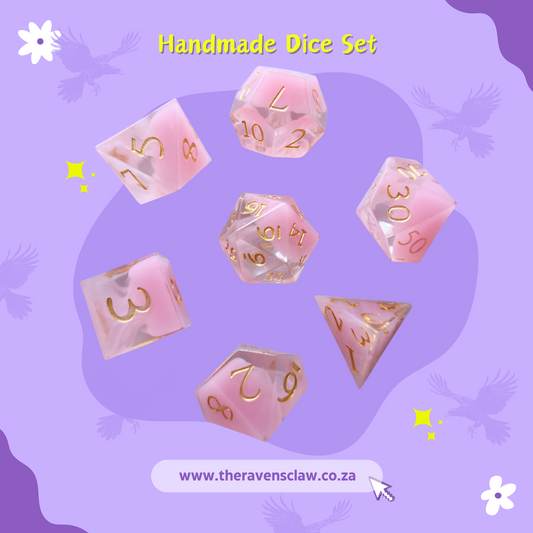 Pink Jellyfish Handmade Dice Set