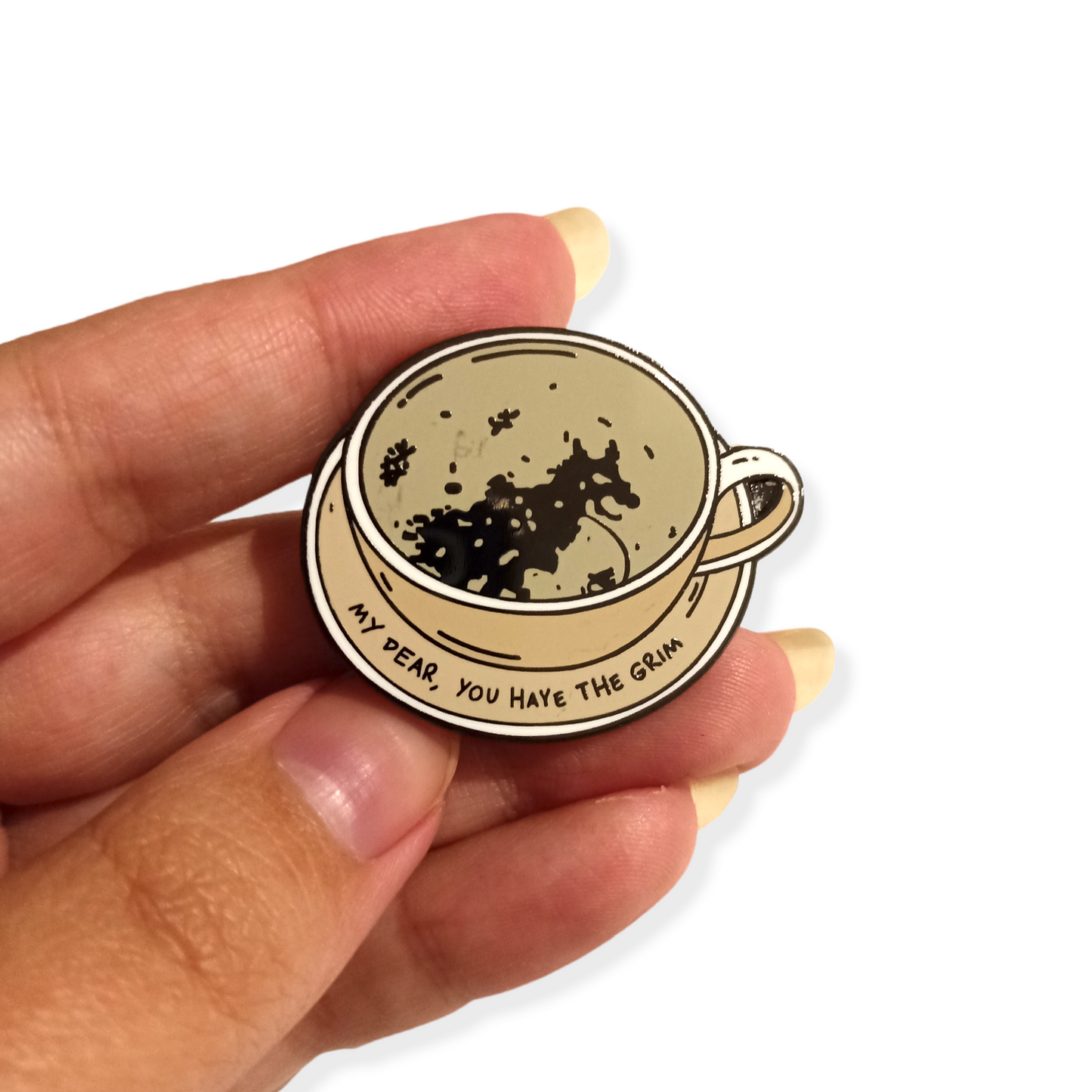 A must have for any Harry Potter fan. Inscription: "My dear you have the grim". Material: enamel, size: 3x3.8cm.
