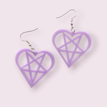 Load image into Gallery viewer, The perfect pair of earrings for my witchy / alt babes. These stunning lilac earrings are 4x3.8cm and come on nickel free hooks.
