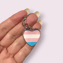 Load image into Gallery viewer, LGBTQ+ Transgender Pride Cabochon Keyring
