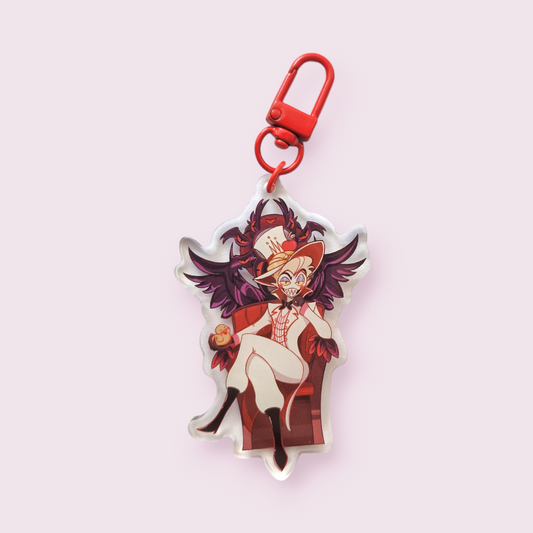 Hazbin Hotel inspired merch is finally here! This stunning double sided design was designed by the talented local artist, Debbie Senpai. This is the start of a whole new range of acrylic keyrings. The artwork came out beautifully and I'm so thrilled to be able to launch these for you all to enjoy. Size roughly 7.4x5cm