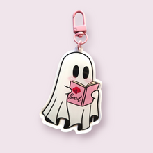 Load image into Gallery viewer, Now I know how much you all loved your Smutty Ghost pin design, so I&#39;ve decided to bring it out as a keying too! This stunning double sided design is made of acrylic with a zinc metal charm. Size roughly 7.3x5.2cm
