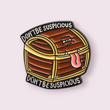 Load image into Gallery viewer, This adorable Dungeons and Dragons inspired chest is not what it seems. Roll me a perception check. Material: enamel. Size roughly: 2.9x3cm
