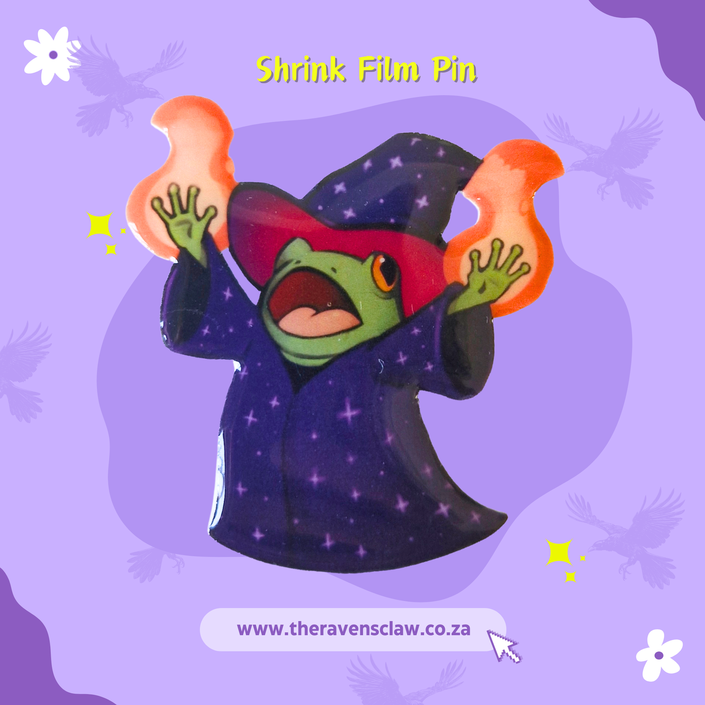 DnD inspired Wizard Frog Shrink Film Pin