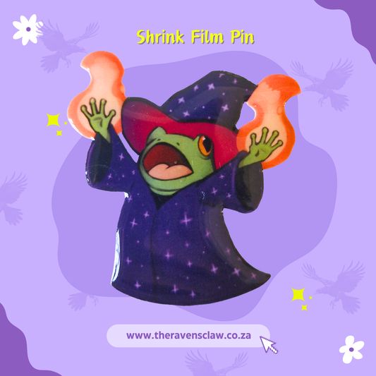DnD inspired Wizard Frog Shrink Film Pin