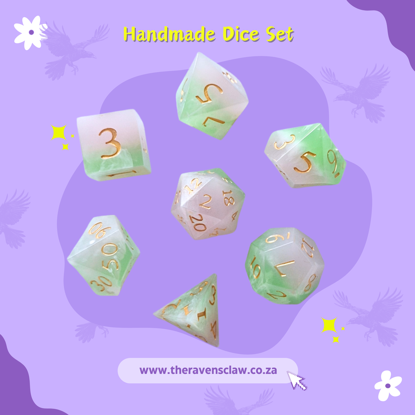 Strawberry Matcha Handmade Dice Set