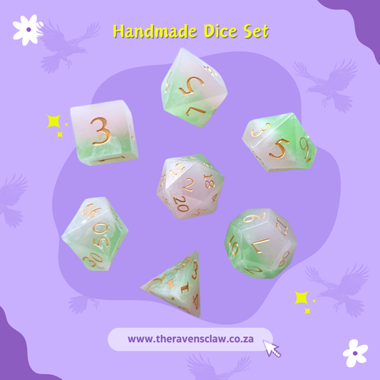 Strawberry Matcha Handmade Dice Set