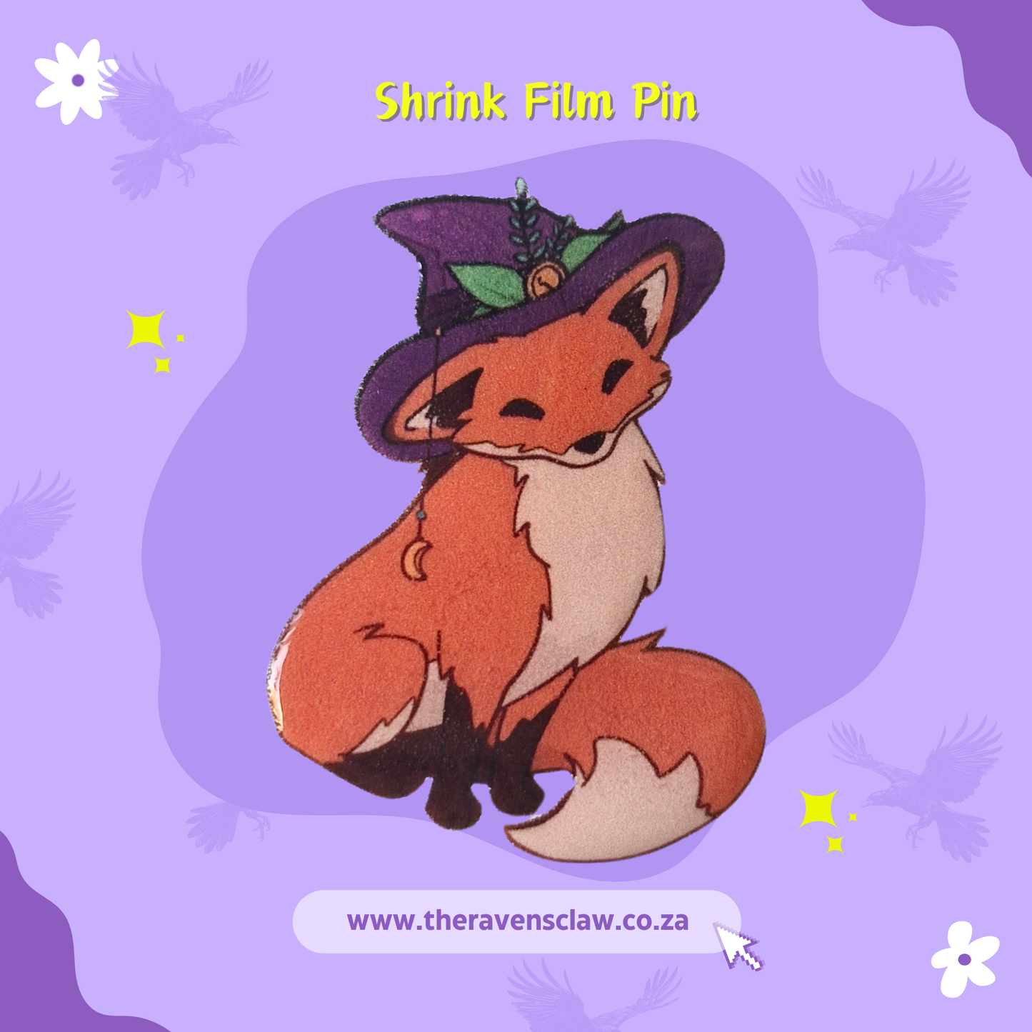 Witch's Familiar Fox Shrink Film Pin