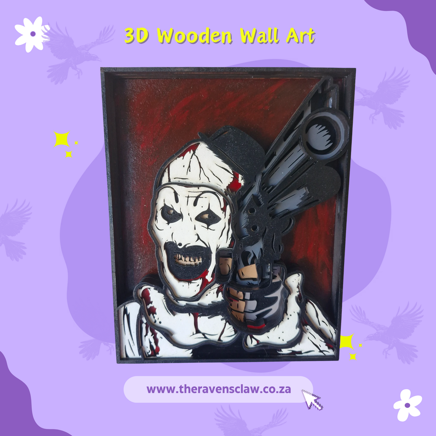 Terrifier Inspired Art The Clown 3D Layered Wall Art