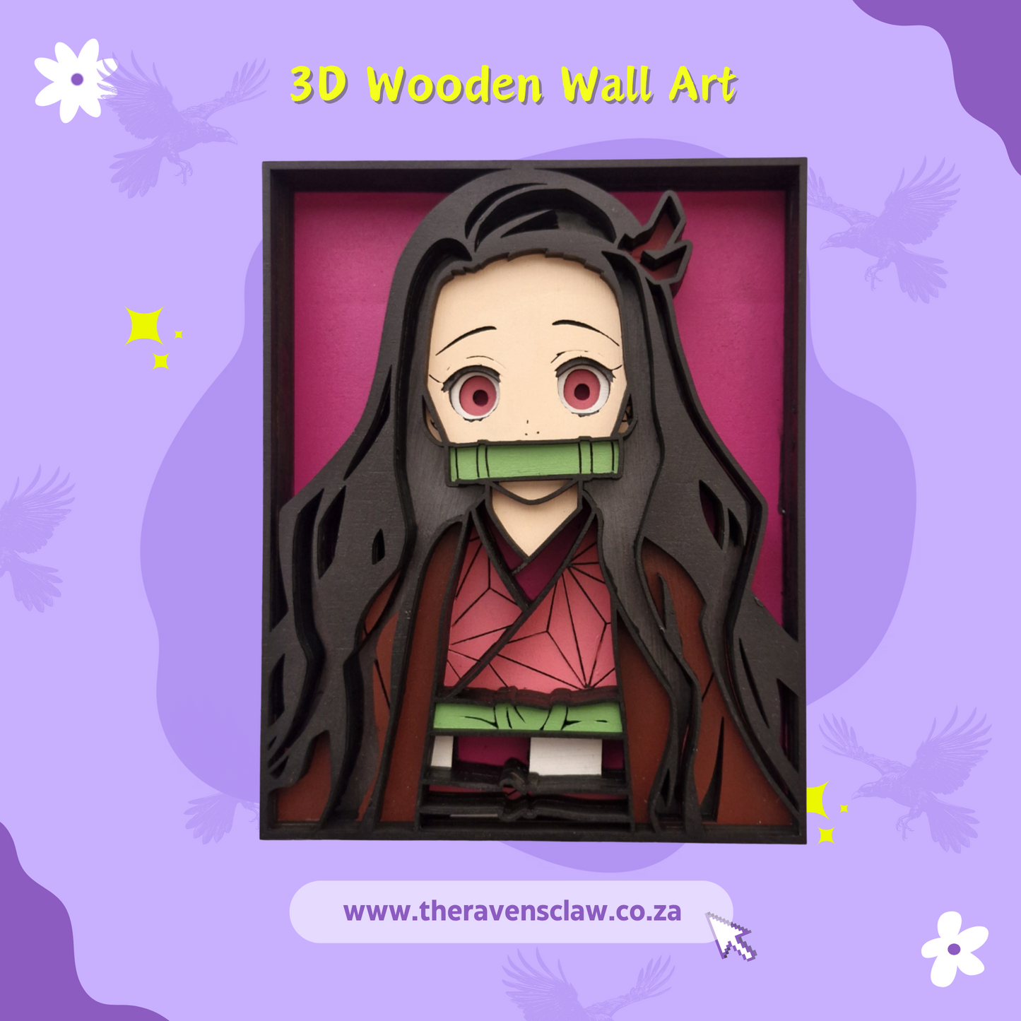 Demon Slayer inspired Nezuko 3D Layered Wall Art