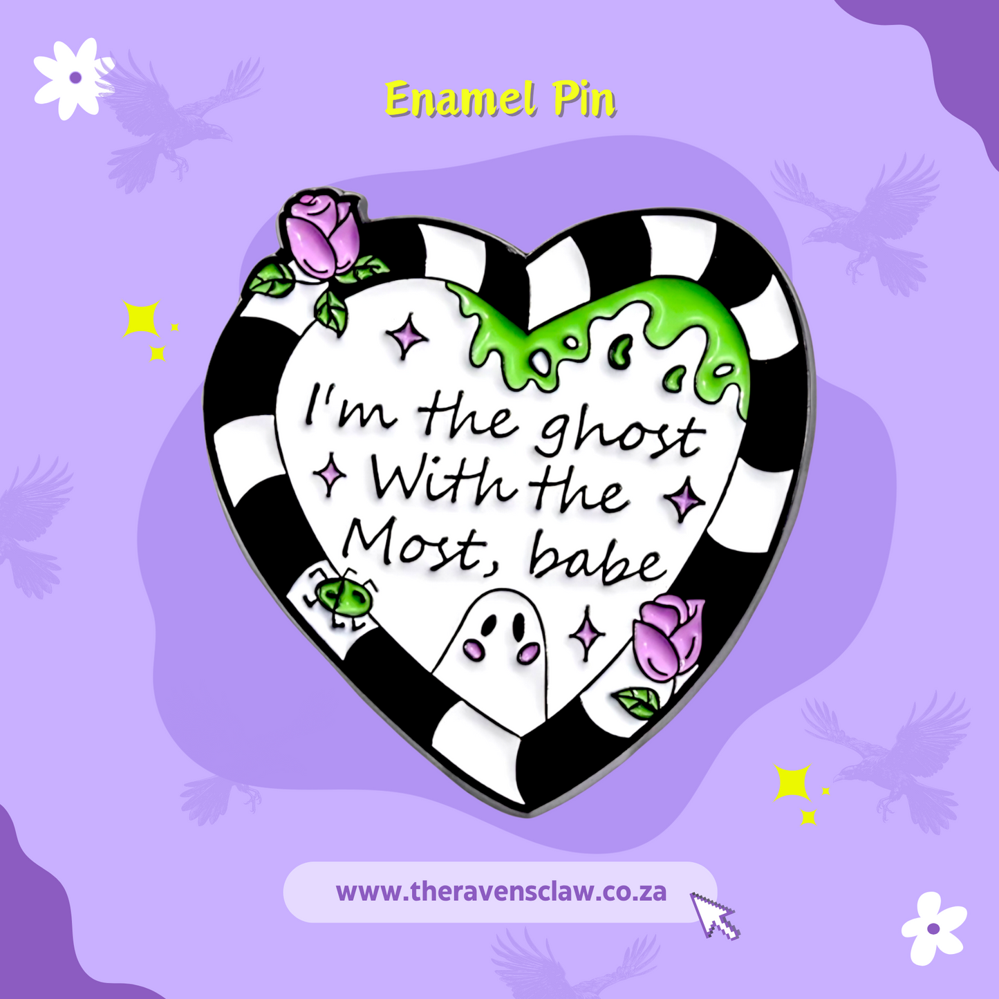 Beetlejuice inspired Heart Pin