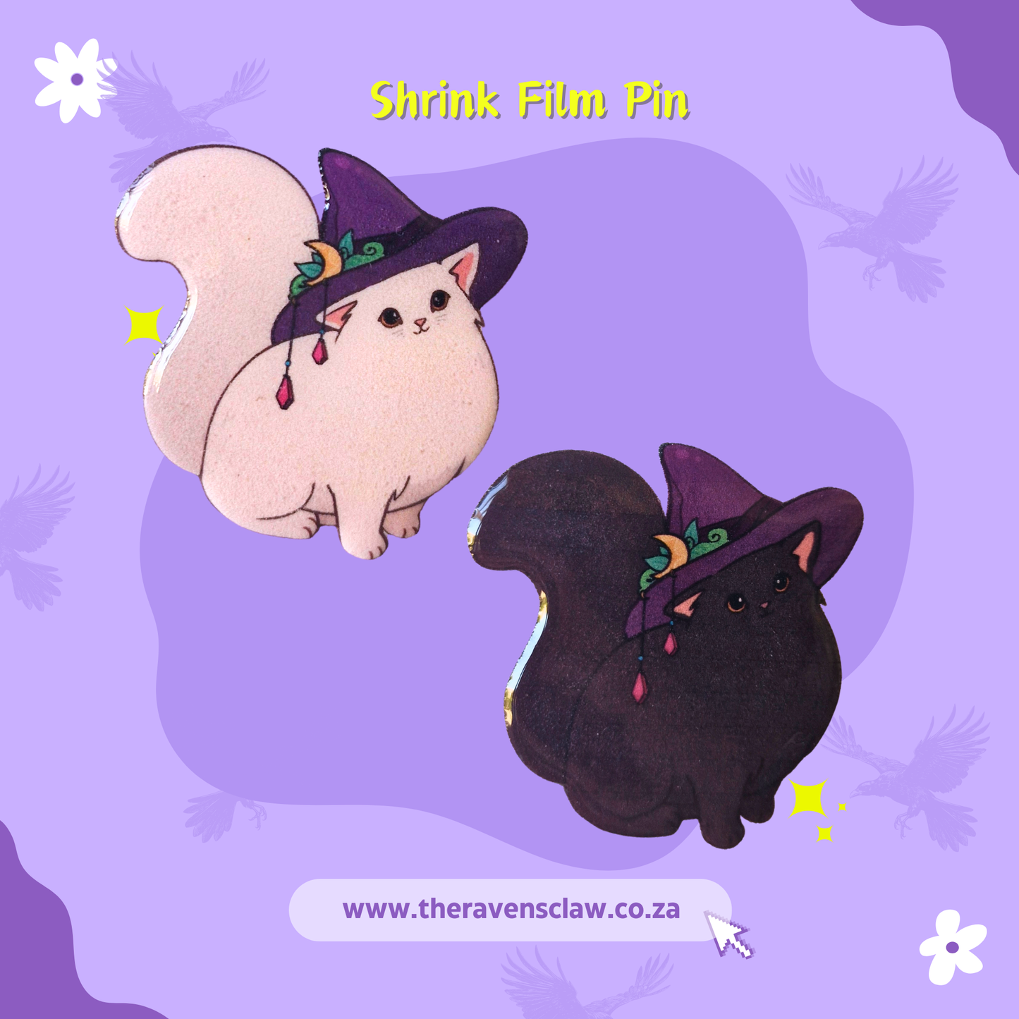 Witch's Familiar Cat Shrink Film Pin