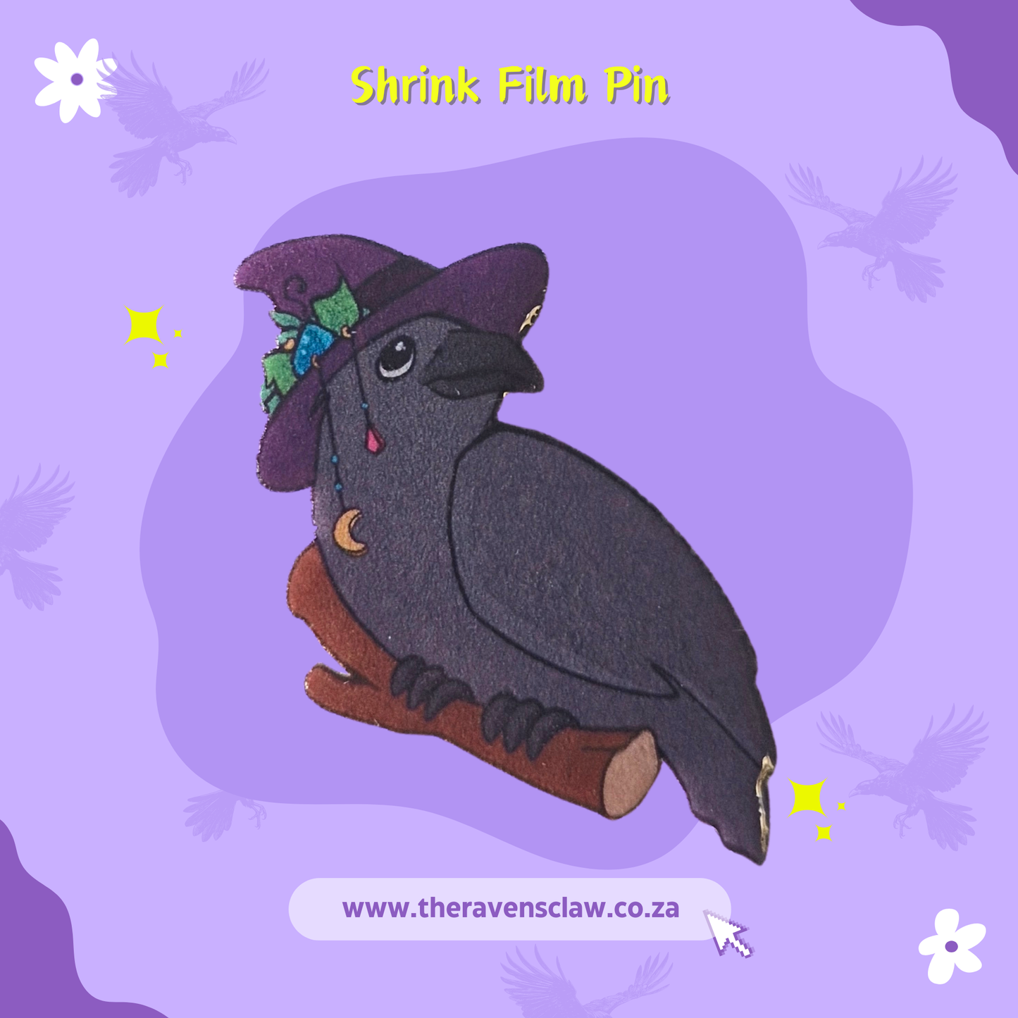 Witch's Familiar Raven Shrink Film Pin