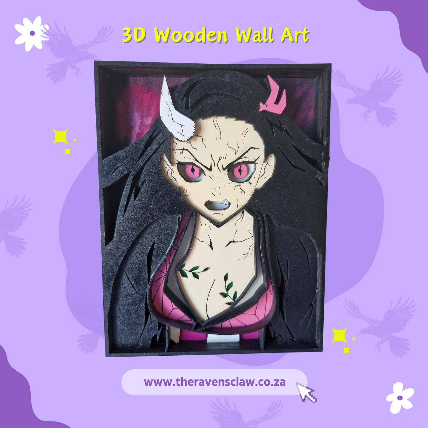 Demon Slayer Inspired Demon Nezuko 3D Layered Wall Art