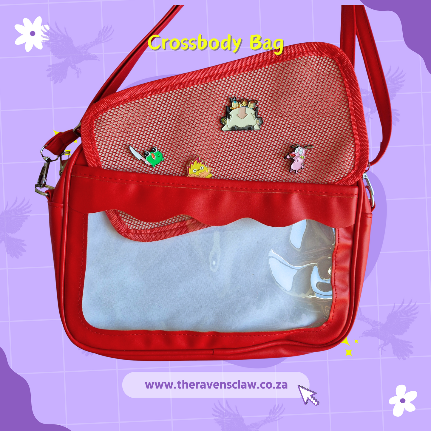 Red Pin Display Crossbody Ita Bag