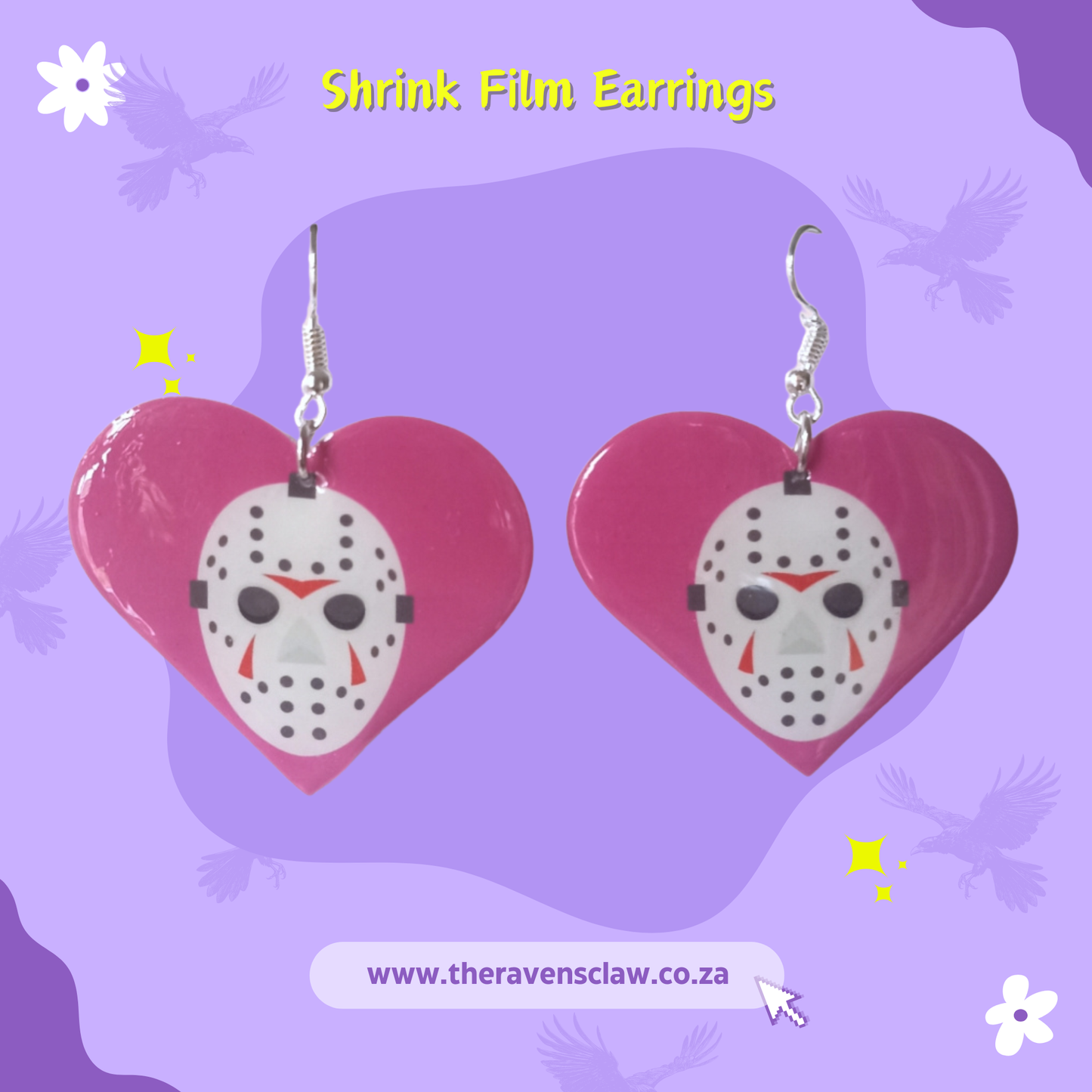 Friday the 13th Inspired Jason Heart Earrings