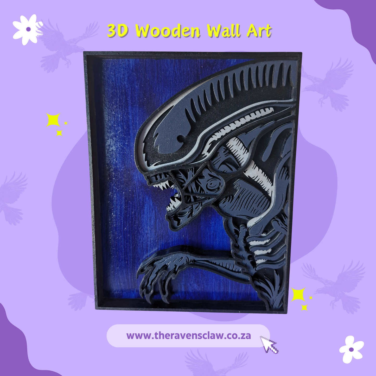 Alien Inspired Xenomorph 3D Layered Wall Art
