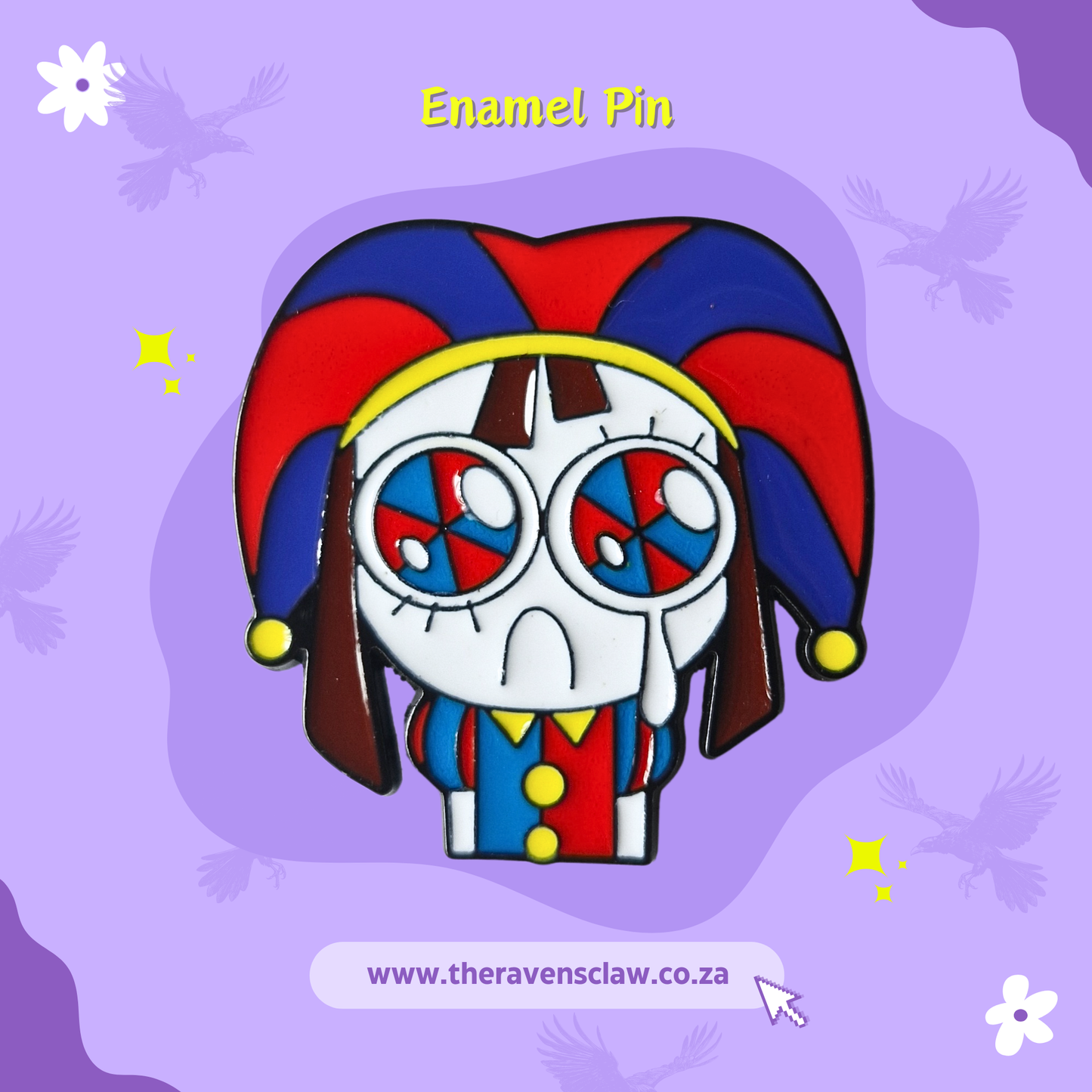 While we are all waiting for the next season of The Amazing Digital Circus to come out, grab your favourite jester to bring you ease during this impatient time. I can't wait for the new season and to see what the crew does next! Size roughly 2.9cm. Material: enamel.