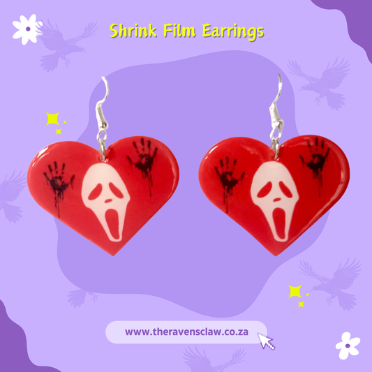 Scream Inspired Ghostface Heart Earrings
