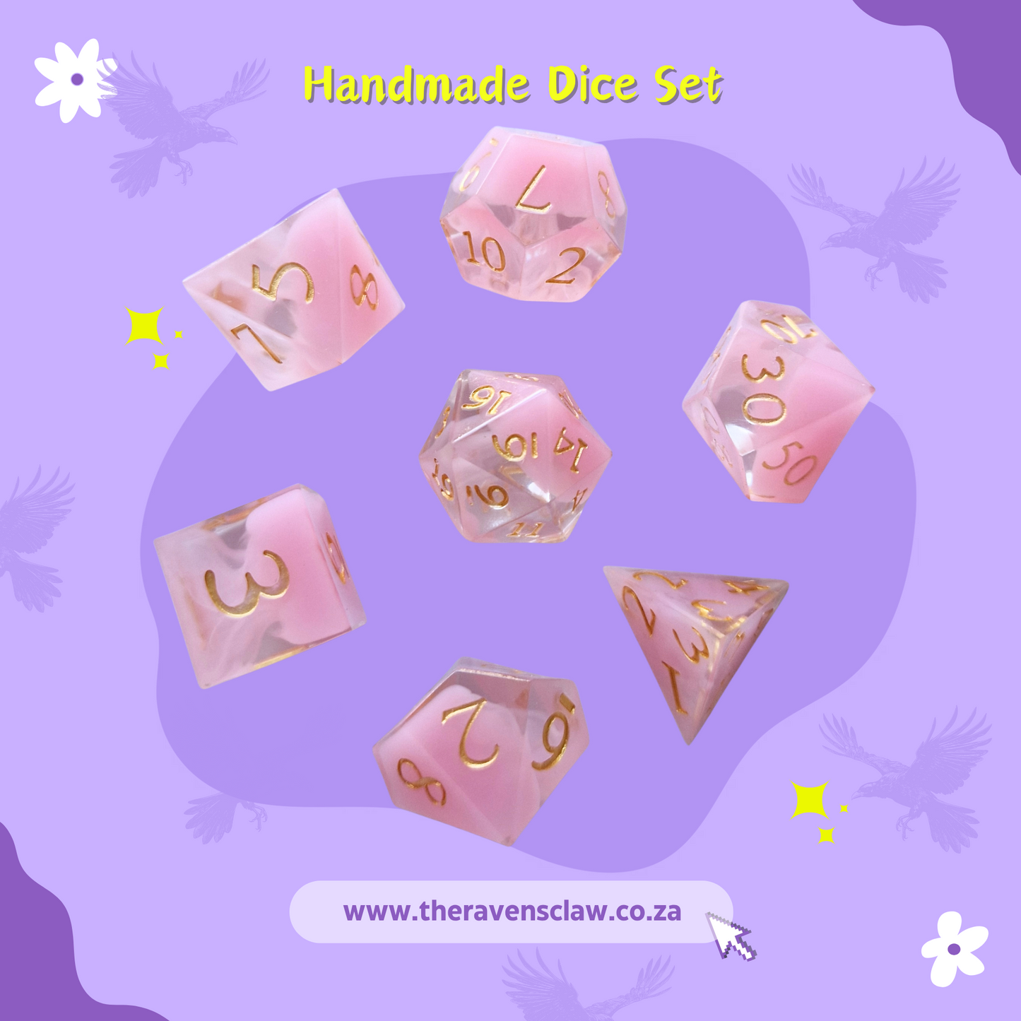 Pink Jellyfish Handmade Dice Set
