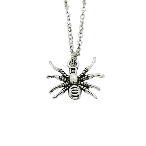 A unique gift for those drawn to spiders; a symbol of fate and change. Pendant Size Roughly 1.5cm. Material: zinc alloy. Locally sourced and handmade by The Raven’s Claw. Chain may vary depending on availability.