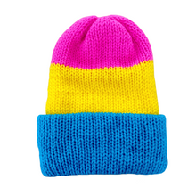 Load image into Gallery viewer, These gorgeous LGBTQ+ beanies were created as an exclusive item for The Raven’s Claw by the talented artist Whimsy Wool. Each beanie is entirely made by hand. Size: Adult Large – Wash on delicate. 
