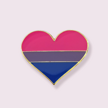 Load image into Gallery viewer, A unique gift for the LGBTQ+ Bisexuals, lets show some pride. Pin Size Roughly 2.5x2.2cm. Material: Enamel and zinc alloy. 
