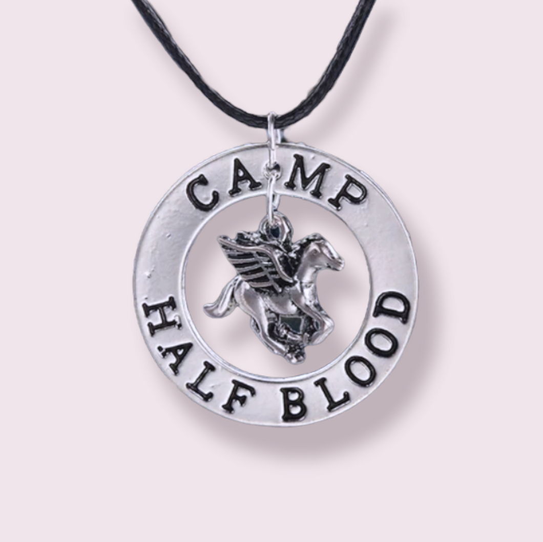 A  unique gift for any fan of the hit book series and movies Percy Jackson. Show off your Camp Half Blood pride with this stunning necklace. Pendant Size 3.5cm. Material: Zinc Alloy 