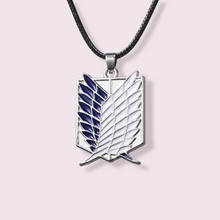 Load image into Gallery viewer, Unleash your inner weeb with this stunning necklace inspired by the popular anime, Attack on Titan. Pendant Size Roughly 3x2.5cm. Material: acrylic, zinc alloy
