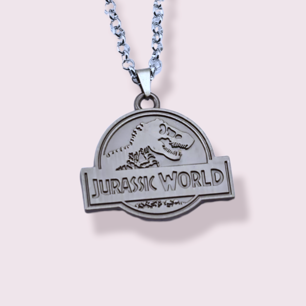 Calling all dinosaur fanatics, this necklace is for you. Whether you're a fan of the movies or the animated series Camp Cretaceous, this necklace is sure to blow you away; and if you don't like it as a necklace, add a note to your order and I can make it into a keyring for you. Size roughly 3.5x4.7cm, material Zinc alloy