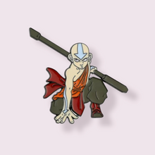 Load image into Gallery viewer, This stunning pin depicts avatar Aang, from Avatar: The Last Airbender. A must have for any avatar fan. Pin size roughly 4.5cm, material Zinc alloy and enamel 
