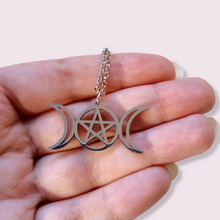 Load image into Gallery viewer, A symbol of protection and connected to the moon goddess. A unique gift for those who are drawn to witchcraft and spirituality. Pendant Size Roughly 1.5x3.5cm. Material: zinc alloy
