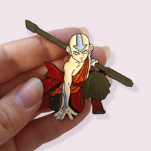 Load image into Gallery viewer, This stunning pin depicts avatar Aang, from Avatar: The Last Airbender. A must have for any avatar fan. Pin size roughly 4.5cm, material Zinc alloy and enamel 

