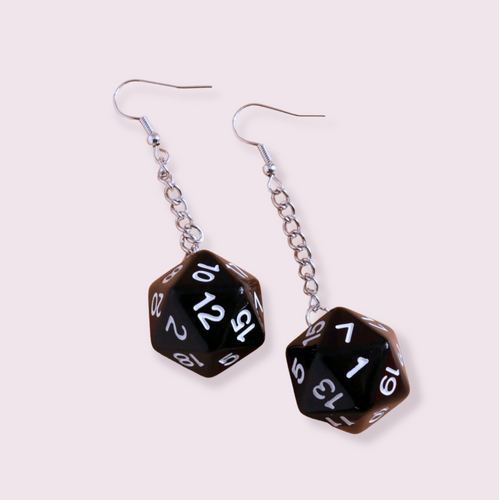 These stunning earrings are perfect for those fans of Dungeons and Dragons, or any boards games really. The dice are 2cm. If you have a nickel allergy, please add a note to your order to swap these hoops for nickel free hooks