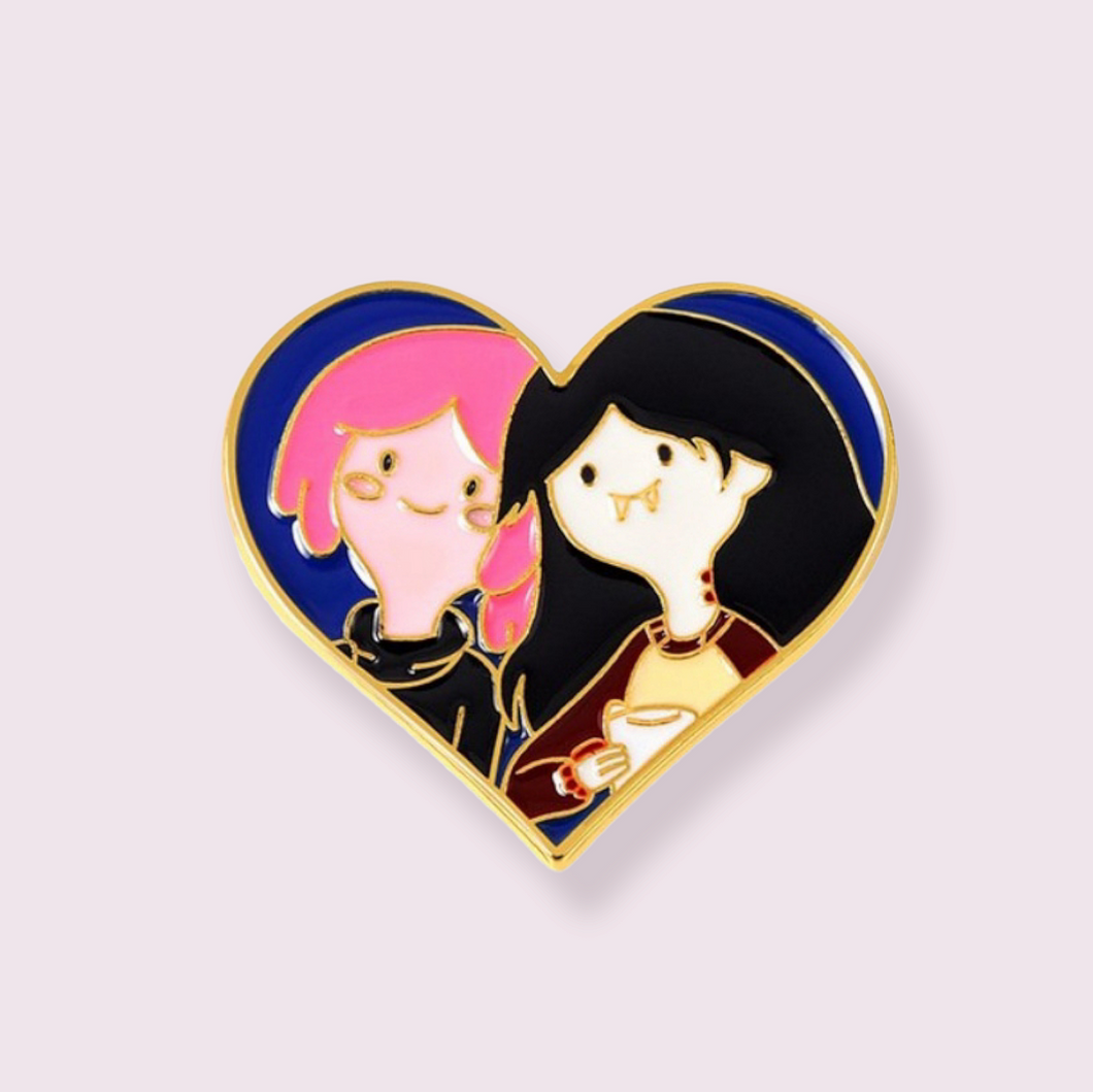 Adventure Time inspired Marceline and Princess Bubblegum Heart Pin